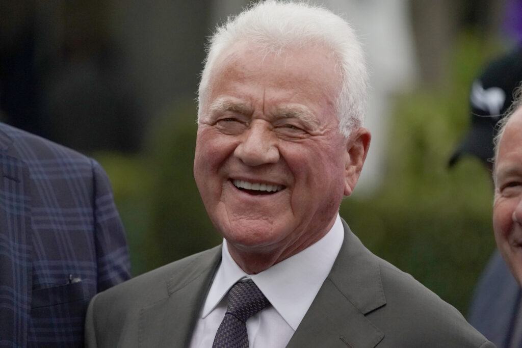 Frank Stronach mit Anzug und Krawatte lächelt