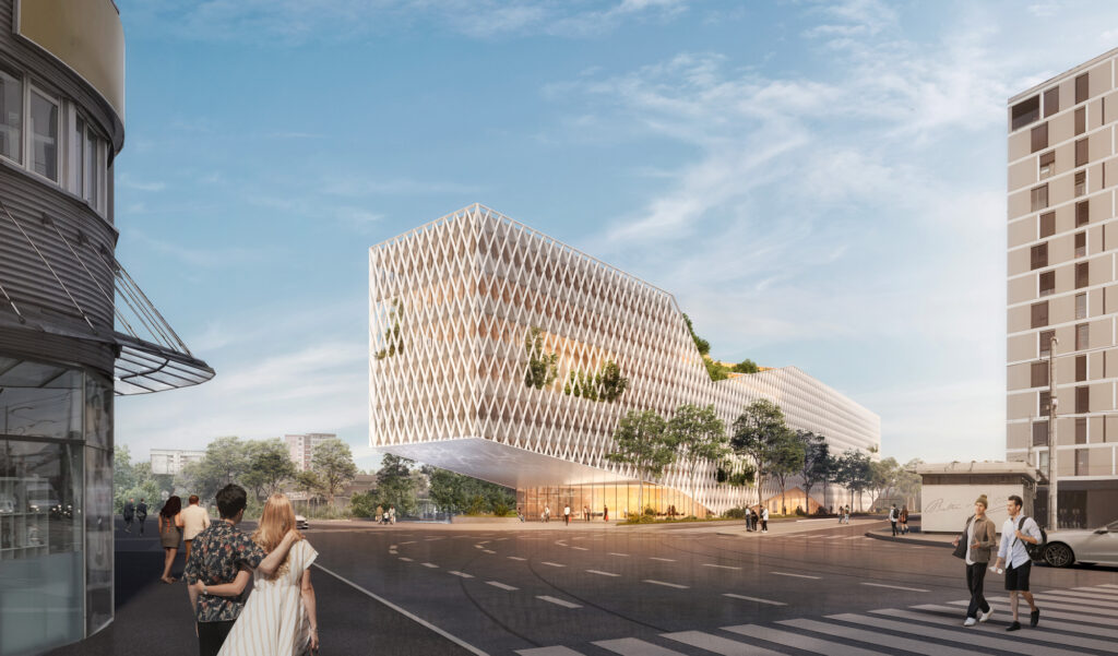 Rendering eine Bürogebäudes,